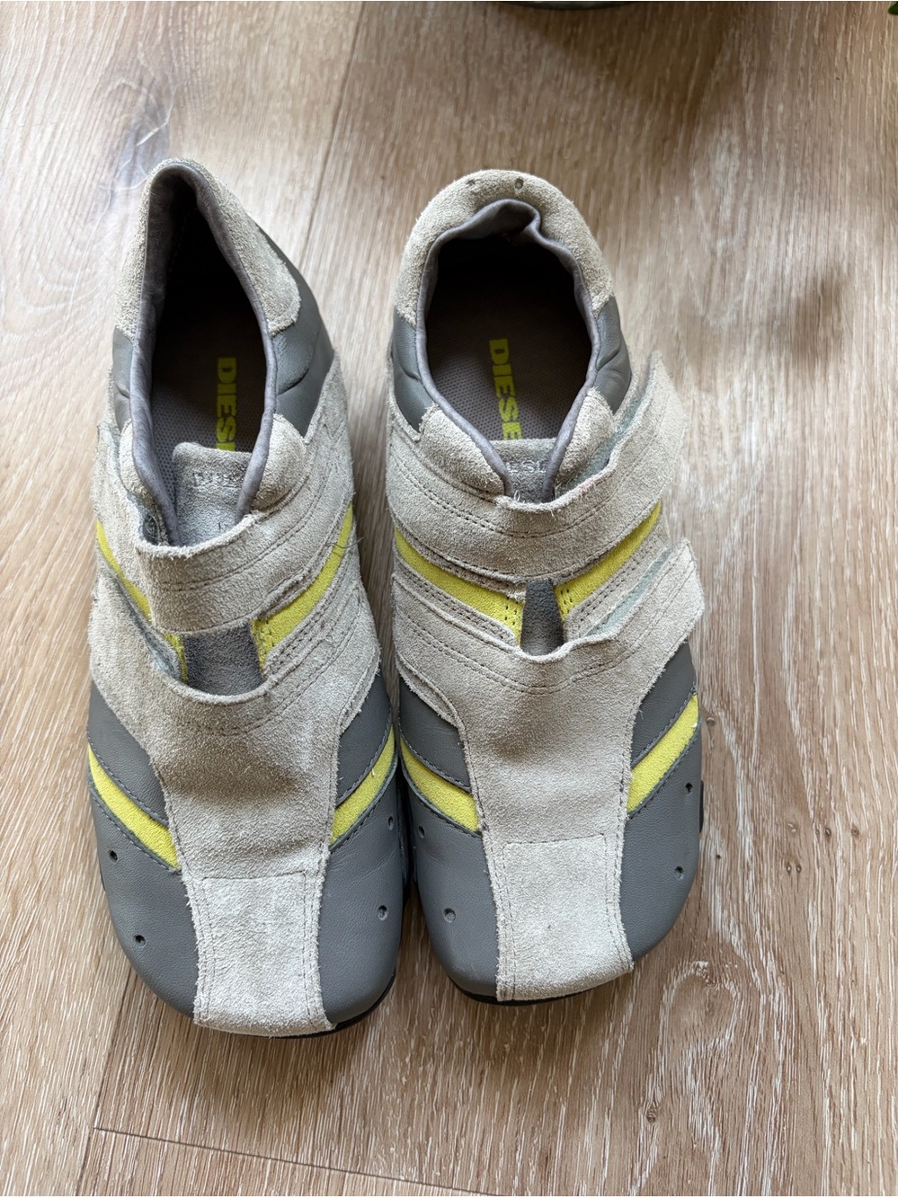 NWOB Vintage Y2K Diesel Grey & Neon Yellow Moto Sneakers